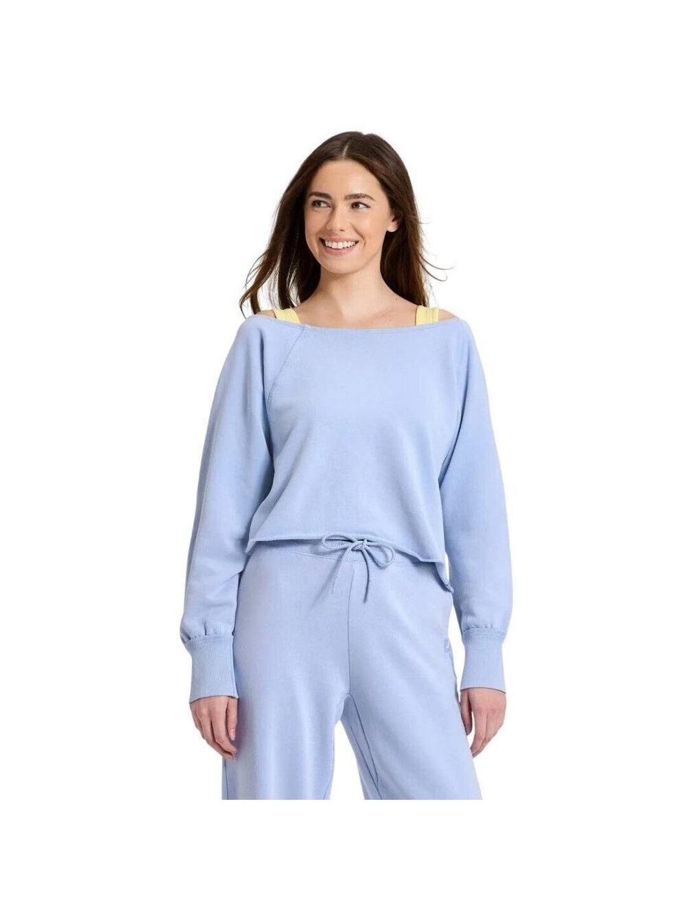 NWT Joy Lab Cropped Sweatshirt Women's XXL Blue Athleisure Workout Lounge Yoga - Picture 9 of 9